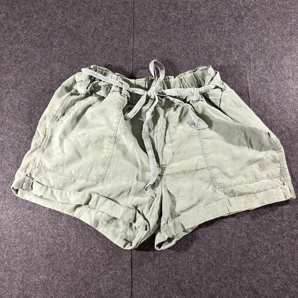 Aerie Shorts Womens Large Green Paperbag Waist Relaxed Casual Beach Boho Lounge